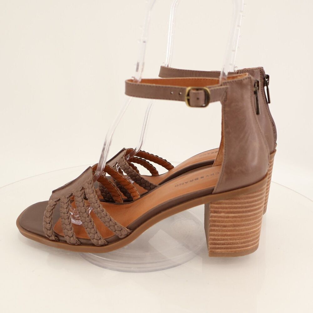 Lucky Brand Tasmina Women's Leather Ankle Strap Block Heel Brown Size 11M - Picture 3 of 11